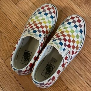 Rainbow Vans, classic slip-on sneaker, Women 9.5, very good condition